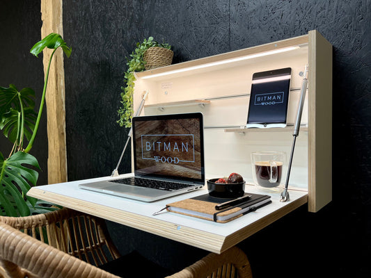 مكتب حائط عصري قابل للطي – أنيق وموفّر للمساحة